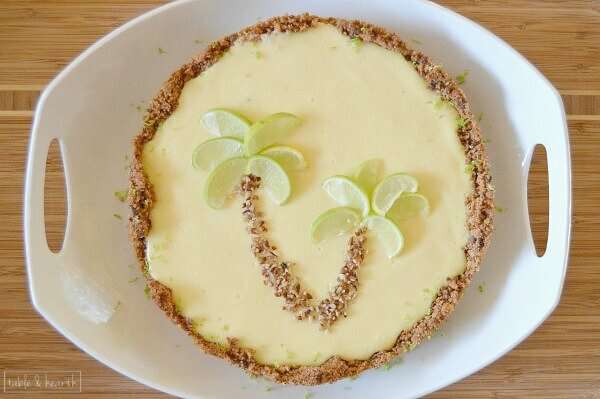 Classic key lime pie with a browned butter graham cracker and gingersnap crust