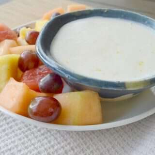 Yum! Easy and delicious Lemon Creme Fraiche fruit dip.