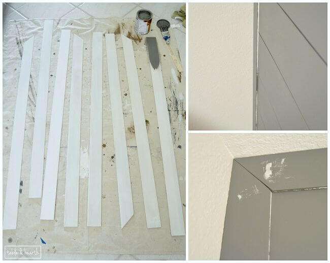 GORGEOUS!! Installing your own shiplap can be super easy! This is a great tutorial by Table & Hearth for how to install a DIY shiplap planked wall using simple plywood underlayment. www.tableandhearth.com