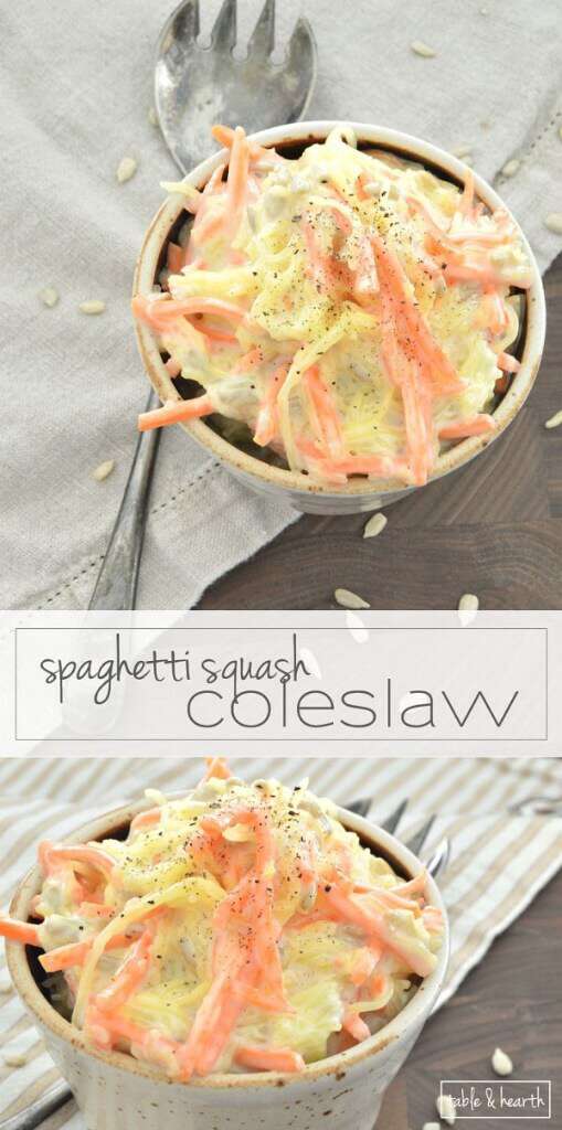 So creative!! Spaghetti squash serves as the perfect substitute for cabbage in this easy and creative coleslaw recipe!!