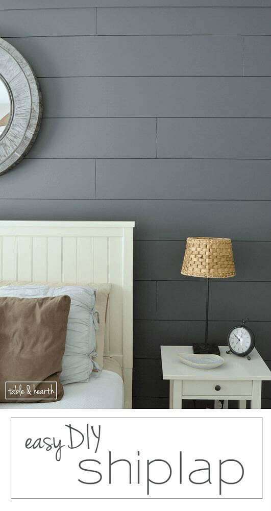 GORGEOUS!! Installing your own shiplap can be super easy! This is a great tutorial by Table & Hearth for how to install a DIY shiplap planked wall using simple plywood underlayment. www.tableandhearth.com