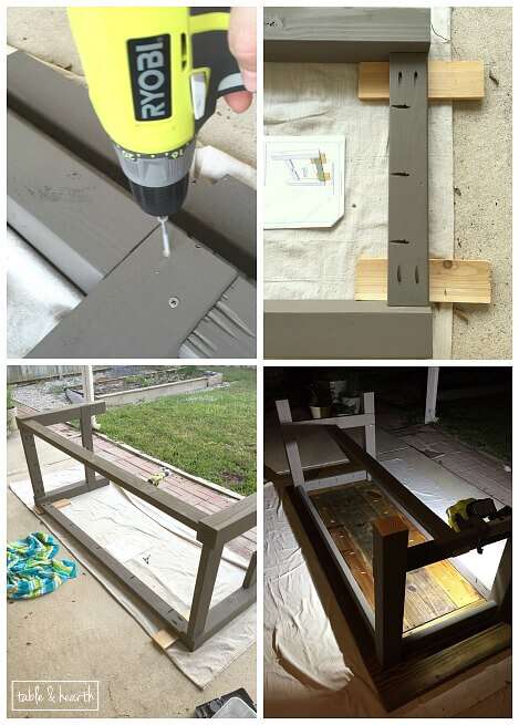 DIY Farmhouse Table - Gorgeous! This blogger used discarded old lumber to make a rustic statement dining table for their outdoor patio! 