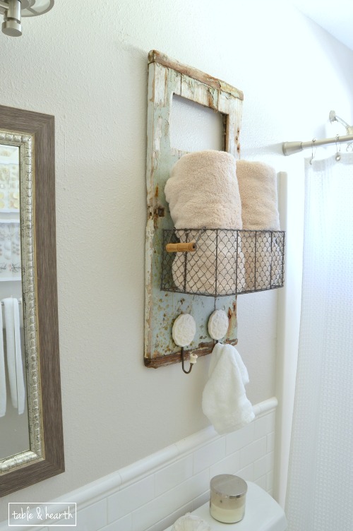 Rustic Driftwood Towel Holder Table and Hearth