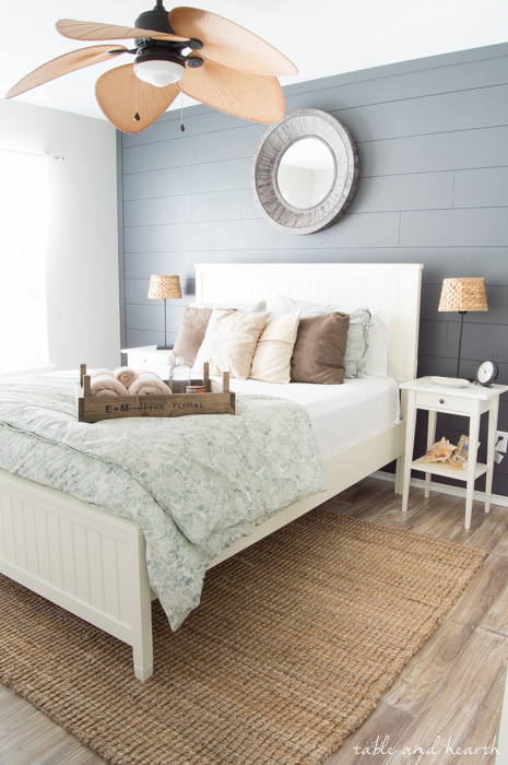 GORGEOUS!! Installing your own shiplap can be super easy! This is a great tutorial by Table & Hearth for how to install a DIY shiplap planked wall using simple plywood underlayment. www.tableandhearth.com