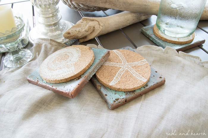 coastal tile coasters copper patina by table and hearth