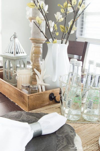 Coastal Farmhouse Table Setting - A beautiful dining room update with neutral rustic decor found at Pier 1! www.tableandhearth.com