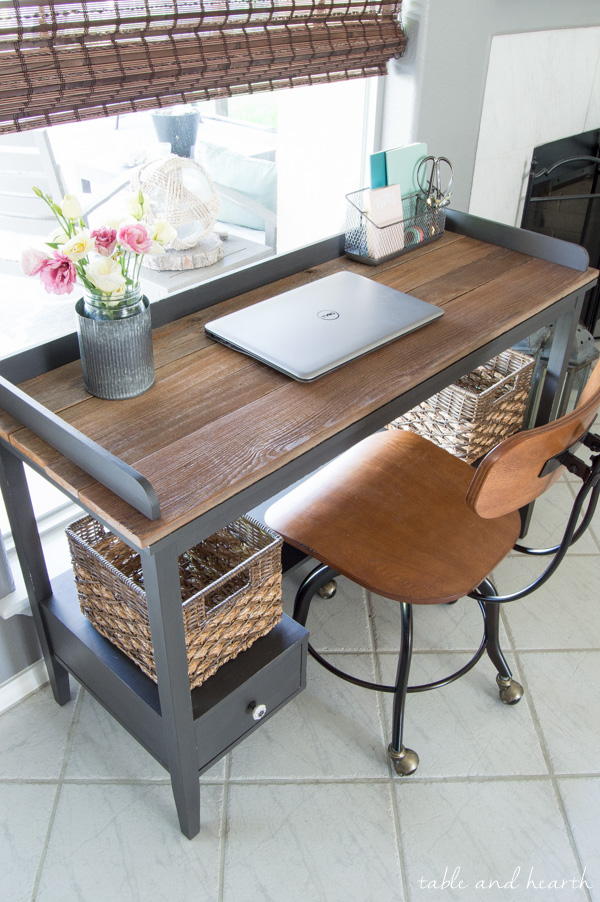 Rustic Wood Topped Desk Makeover Table And Hearth